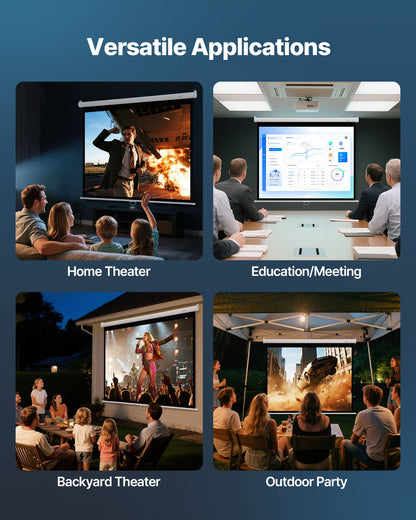 VEVOR Manual Projector Screen, 72 inch 4:3 4K 1080 HD Retractable Pull Down Projector Screen, Wall Mounted Movie Projection with Pull Rope, Portable Display Projectoin for Family Home Office Theater - BGSTYPMBGSSDBNL19001V0 - view 7