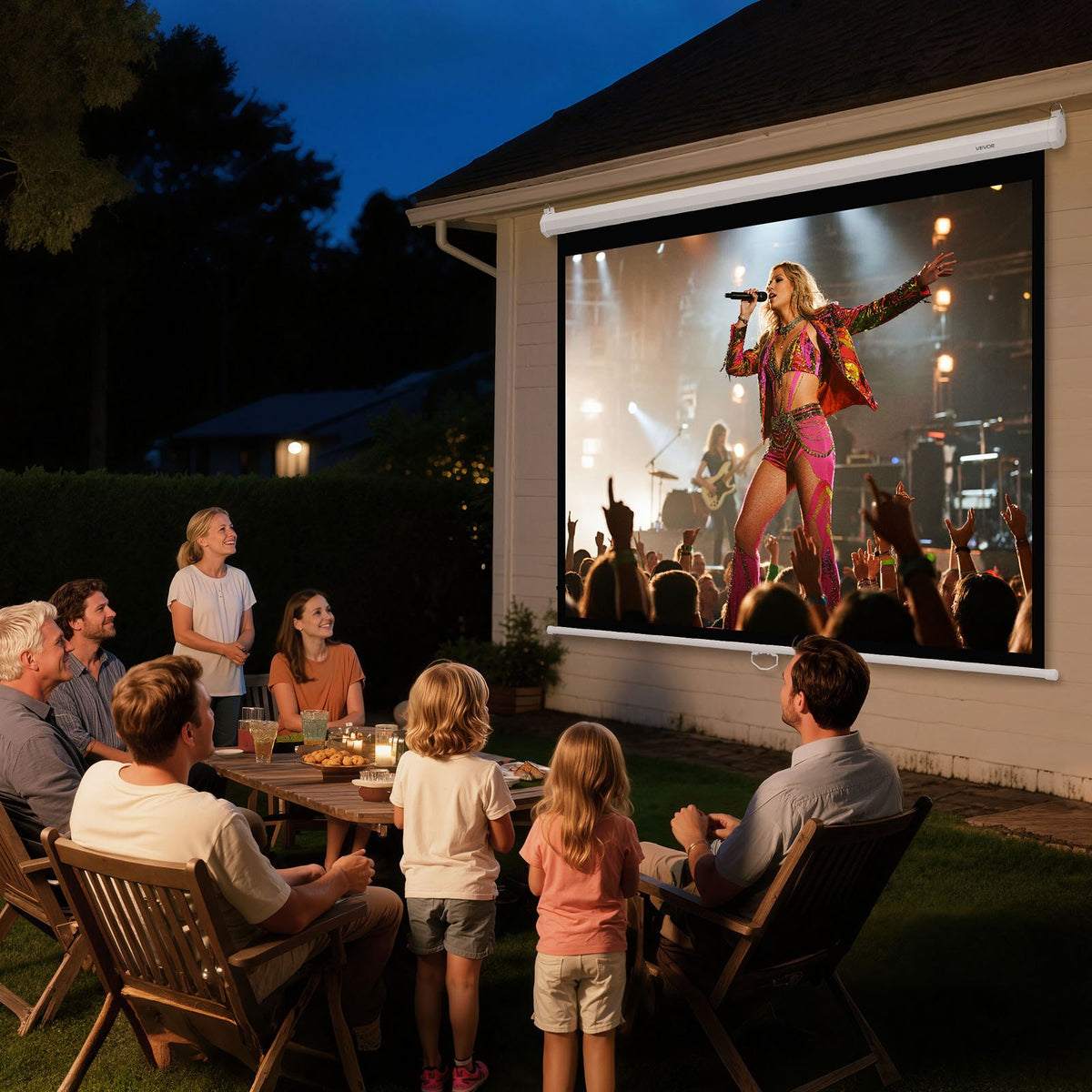 VEVOR Manual Projector Screen, 72 inch 4:3 4K 1080 HD Retractable Pull Down Projector Screen, Wall Mounted Movie Projection with Pull Rope, Portable Display Projectoin for Family Home Office Theater - BGSTYPMBGSSDBNL19001V0 - view 9