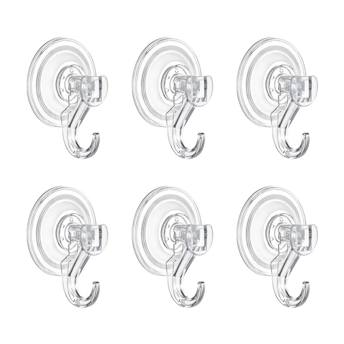 VEVOR Suction Cup Hooks 6 Pack, 2.76 x 3.54 x 1.57 inch, 10 LBS Max Load Clear Shower Suction Cups, Strong and Reusable Heavy Duty Wall Holder, for Loofah, Towel, Glass, Window, Kitchen, Bathroom - BGSXP35INCHS8GZV6001V0 - view 1