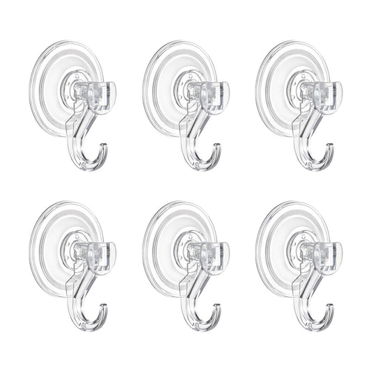 VEVOR Suction Cup Hooks 6 Pack, 2.76 x 3.54 x 1.57 inch, 10 LBS Max Load Clear Shower Suction Cups, Strong and Reusable Heavy Duty Wall Holder, for Loofah, Towel, Glass, Window, Kitchen, Bathroom - BGSXP35INCHS8GZV6001V0 - view 1