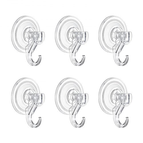 VEVOR Suction Cup Hooks 6 Pack, 2.76 x 3.54 x 1.57 inch, 10 LBS Max Load Clear Shower Suction Cups, Strong and Reusable Heavy Duty Wall Holder, for Loofah, Towel, Glass, Window, Kitchen, Bathroom - BGSXP35INCHS8GZV6001V0 - view 2