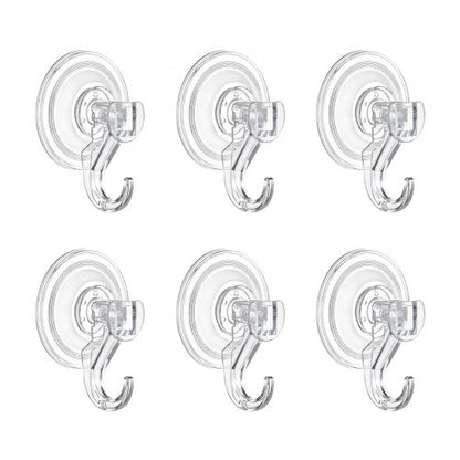 VEVOR Suction Cup Hooks 6 Pack, 2.76 x 3.54 x 1.57 inch, 10 LBS Max Load Clear Shower Suction Cups, Strong and Reusable Heavy Duty Wall Holder, for Loofah, Towel, Glass, Window, Kitchen, Bathroom - BGSXP35INCHS8GZV6001V0 - view 2