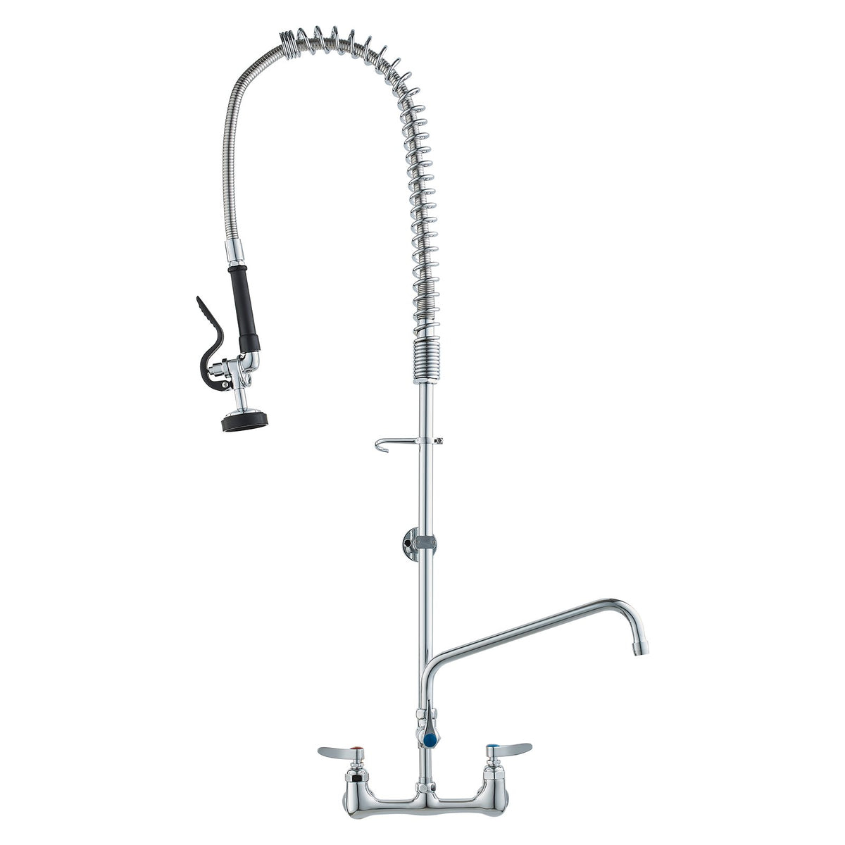 VEVOR Industrial Sink Faucet, 44" Tall, 8" Apart, 12" Rotating Spout, Wall Mounted, Brass Made with Extendable Sprayer, Fits Single/Triple Sinks - BGSYCXSLTBGS863RLV0 - view 1