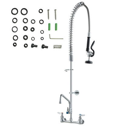VEVOR Industrial Sink Faucet, 44" Tall, 8" Apart, 12" Rotating Spout, Wall Mounted, Brass Made with Extendable Sprayer, Fits Single/Triple Sinks - BGSYCXSLTBGS863RLV0 - view 10