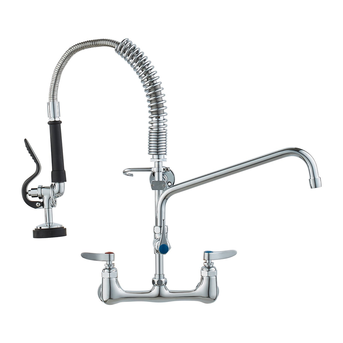 VEVOR Wall-Mounted Brass Kitchen Faucet, 21" Tall, 8" Installation Width, Includes 12" Rotating Spout and Pull-Down Sprayer, Suitable for Single, Double, or Triple Sinks - BGSYCXSLTBGS9X3ACV0 - view 1
