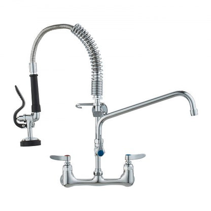 VEVOR Wall-Mounted Brass Kitchen Faucet, 21" Tall, 8" Installation Width, Includes 12" Rotating Spout and Pull-Down Sprayer, Suitable for Single, Double, or Triple Sinks - BGSYCXSLTBGS9X3ACV0 - view 2