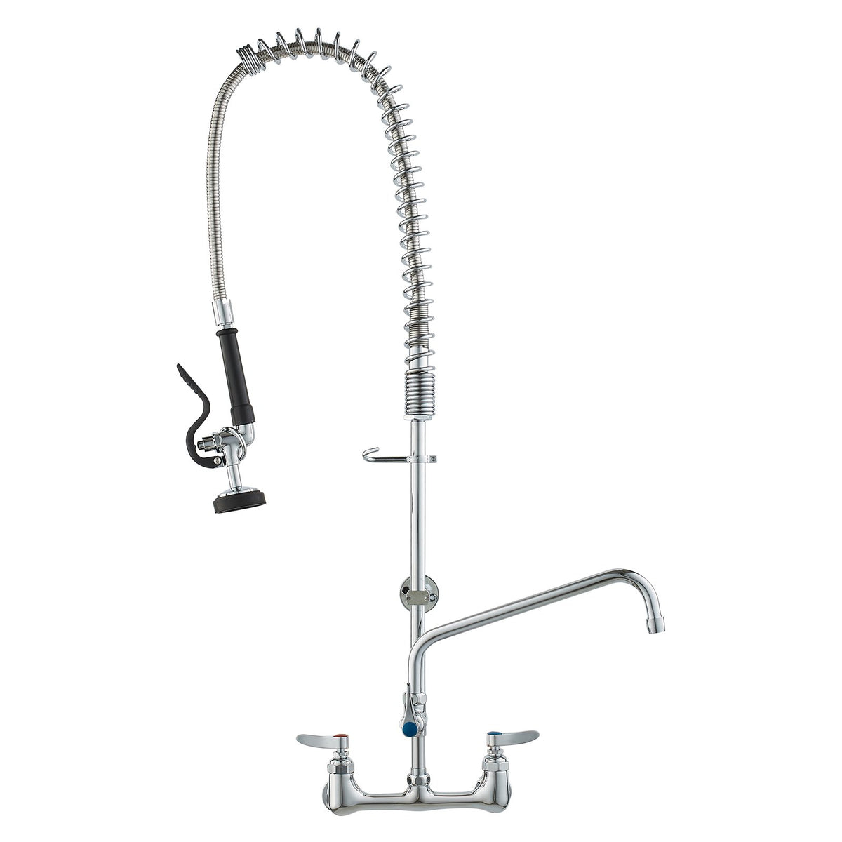 VEVOR Wall-Mounted Brass Kitchen Faucet, 36" Tall, 8" Installation Width, Includes 12" Rotating Spout and Pull-Down Sprayer, Suitable for Single, Double, or Triple Sinks - BGSYCXSLTBGSR39MKV0 - view 1