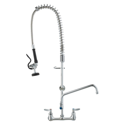VEVOR Wall-Mounted Brass Kitchen Faucet, 36" Tall, 8" Installation Width, Includes 12" Rotating Spout and Pull-Down Sprayer, Suitable for Single, Double, or Triple Sinks - BGSYCXSLTBGSR39MKV0 - view 1