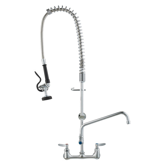 VEVOR Wall-Mounted Brass Kitchen Faucet, 36" Tall, 8" Installation Width, Includes 12" Rotating Spout and Pull-Down Sprayer, Suitable for Single, Double, or Triple Sinks - BGSYCXSLTBGSR39MKV0 - view 1