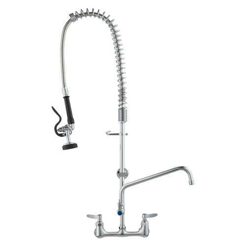VEVOR Wall-Mounted Brass Kitchen Faucet, 36" Tall, 8" Installation Width, Includes 12" Rotating Spout and Pull-Down Sprayer, Suitable for Single, Double, or Triple Sinks - BGSYCXSLTBGSR39MKV0 - view 2