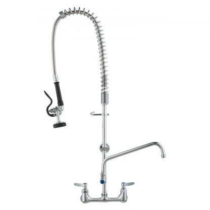 VEVOR Wall-Mounted Brass Kitchen Faucet, 36" Tall, 8" Installation Width, Includes 12" Rotating Spout and Pull-Down Sprayer, Suitable for Single, Double, or Triple Sinks - BGSYCXSLTBGSR39MKV0 - view 2