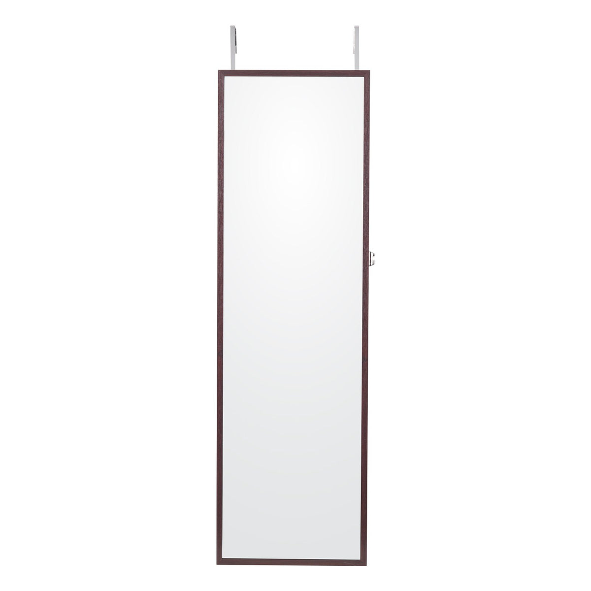VEVOR Mirror Jewelry Cabinet, 47.05-Inch Tall Lockable Jewelry Cabinet Armoire with Full-Length Mirror, Wall or Door Mounted Jewelry Mirror Organizer with LED Interior Lights and Velvet Lining, Brown - BGSZBSNJ1454WHFUXV9 - view 10