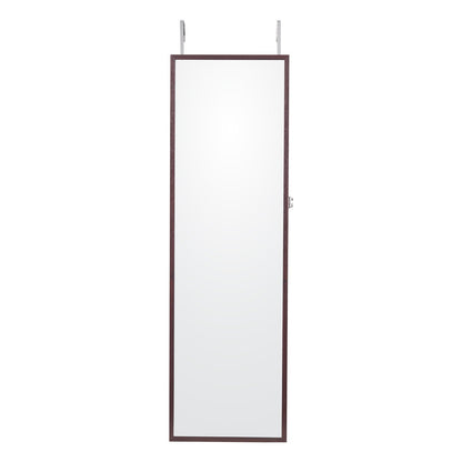 VEVOR Mirror Jewelry Cabinet, 47.05-Inch Tall Lockable Jewelry Cabinet Armoire with Full-Length Mirror, Wall or Door Mounted Jewelry Mirror Organizer with LED Interior Lights and Velvet Lining, Brown - BGSZBSNJ1454WHFUXV9 - view 10