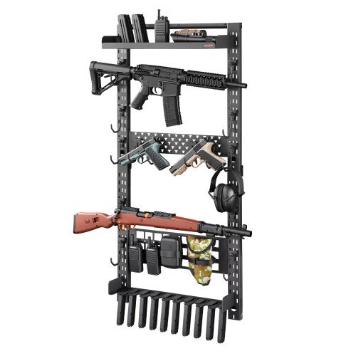 VEVOR Gun Rack Wall Mount, Heavy Duty Steel, Indoor Rifle Shotgun Rack with Magazine Holder, MOLLE Panel, Gun Accessories Display Storage Holder, Hold Up to 5 Rifles or Shotguns, for Tactical Gear - BGSZSQJJS5QWL0CBU001V0 - view 2