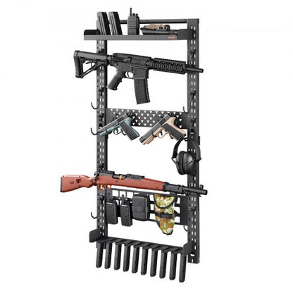VEVOR Gun Rack Wall Mount, Heavy Duty Steel, Indoor Rifle Shotgun Rack with Magazine Holder, MOLLE Panel, Gun Accessories Display Storage Holder, Hold Up to 5 Rifles or Shotguns, for Tactical Gear - BGSZSQJJS5QWL0CBU001V0 - view 2