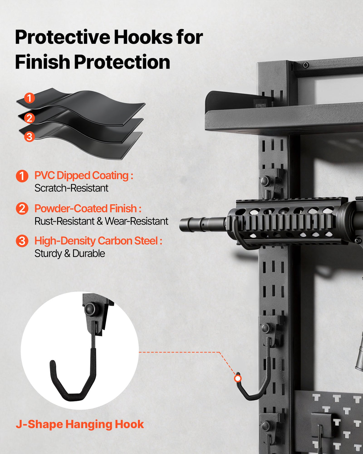 VEVOR Gun Rack Wall Mount, Heavy Duty Steel, Indoor Rifle Shotgun Rack with Magazine Holder, MOLLE Panel, Gun Accessories Display Storage Holder, Hold Up to 5 Rifles or Shotguns, for Tactical Gear - BGSZSQJJS5QWL0CBU001V0 - view 5