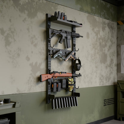 VEVOR Gun Rack Wall Mount, Heavy Duty Steel, Indoor Rifle Shotgun Rack with Magazine Holder, MOLLE Panel, Gun Accessories Display Storage Holder, Hold Up to 5 Rifles or Shotguns, for Tactical Gear - BGSZSQJJS5QWL0CBU001V0 - view 9