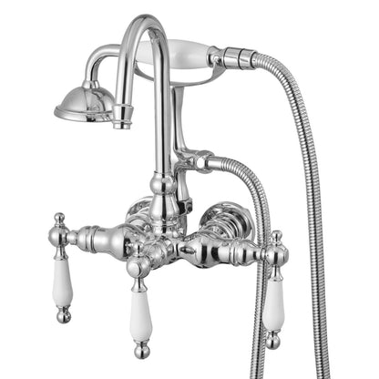 VEVOR Clawfoot Tub Faucet, Wall-Mounted Bathtub Faucets with Handheld Shower, Polished Chrome Clawfoot Tub Filler Faucet Shower Kit with 59" Long Hose & Gooseneck Spout, Modern & Vintage for Bathtubs - BGSZZYGLTLTH1KEFJ001V0 - view 1