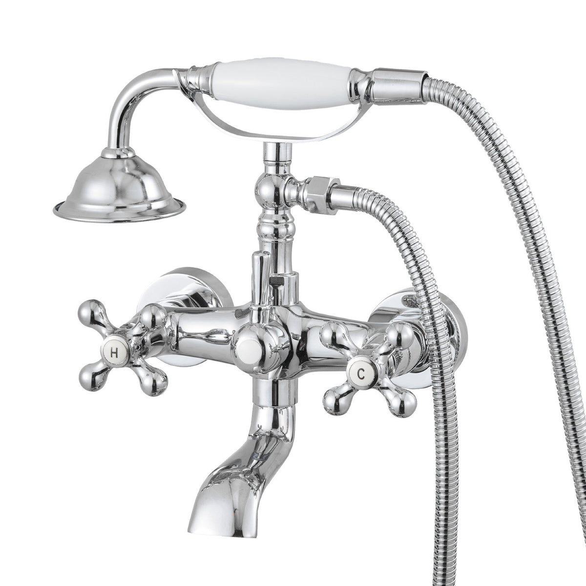 VEVOR Clawfoot Tub Faucet, Wall Mount Bathtub Faucets with Handheld Shower, Vintage Polished Chrome Clawfoot Tub Filler Faucet Shower Kit with Adjustable Swing Arms & 360° Rotation Spout for Bathtubs - BGSZZYGLTLTH9A651001V0 - view 1
