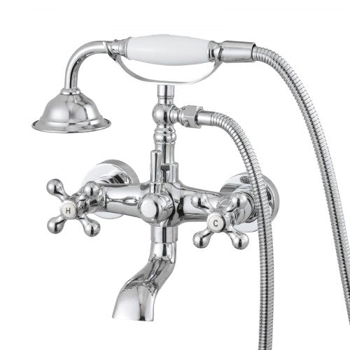 VEVOR Clawfoot Tub Faucet, Wall Mount Bathtub Faucets with Handheld Shower, Vintage Polished Chrome Clawfoot Tub Filler Faucet Shower Kit with Adjustable Swing Arms & 360° Rotation Spout for Bathtubs - BGSZZYGLTLTH9A651001V0 - view 2