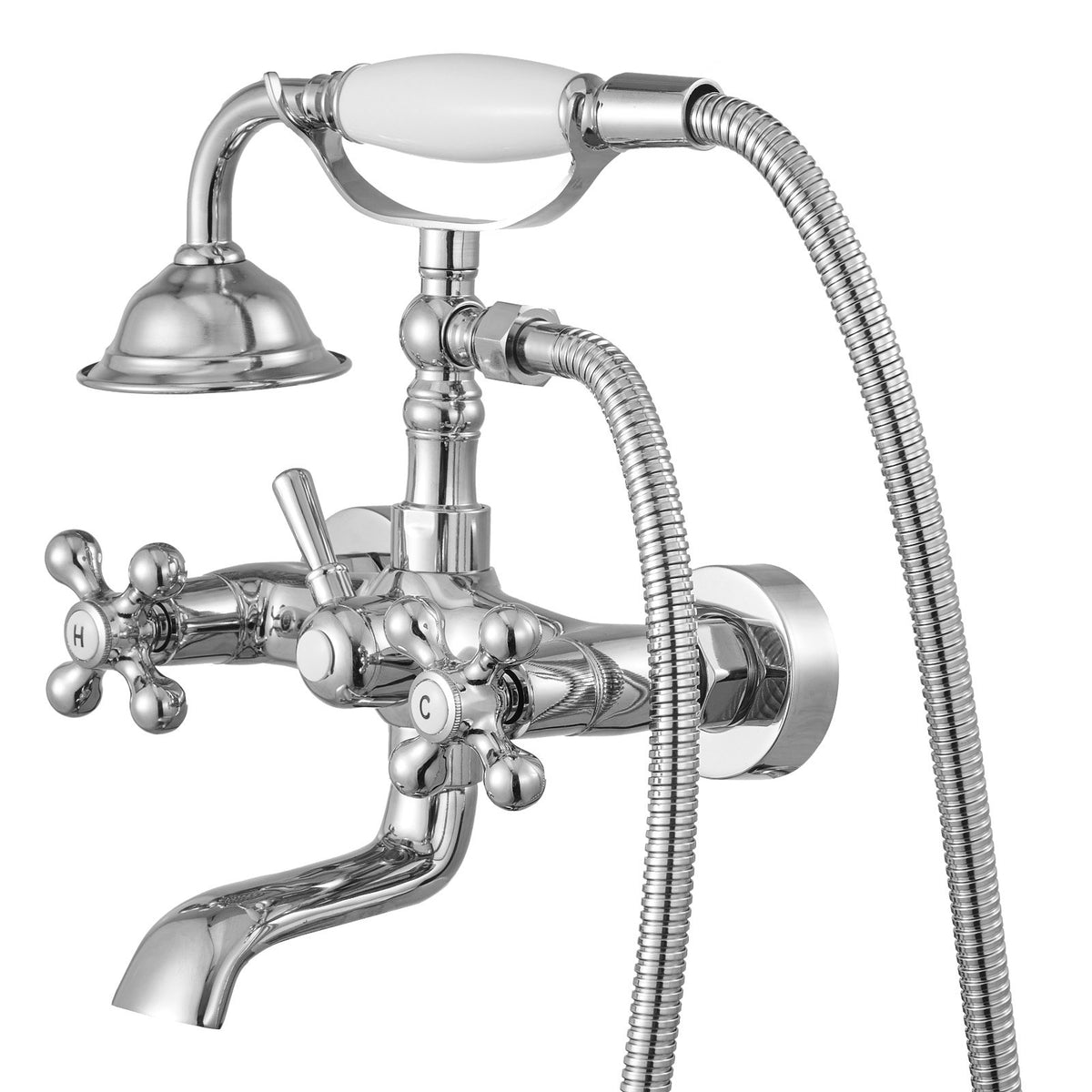 VEVOR Clawfoot Tub Faucet, Wall Mount Bathtub Faucets with Handheld Shower, Vintage Polished Chrome Clawfoot Tub Filler Faucet Shower Kit with Adjustable Swing Arms & 360° Rotation Spout for Bathtubs - BGSZZYGLTLTH9A651001V0 - view 10