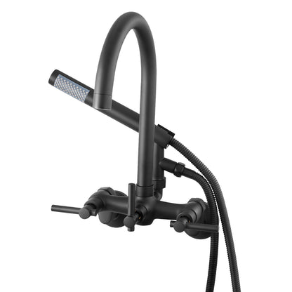 VEVOR Clawfoot Tub Faucet, Wall-Mounted Bathtub Faucet with Handheld Shower, Vintage Matte Black Clawfoot Tub Filler Shower Kit with Adjustable Swing Arms & Rotatable Gooseneck Spout for Bathtubs - BGSZZYGLTLTHGPGIU001V0 - view 1