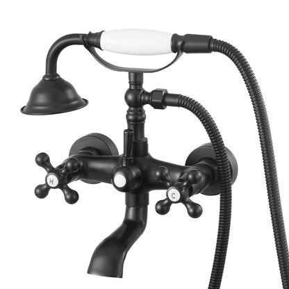 VEVOR Clawfoot Tub Faucet, Wall Mount Bathtub Faucets with Handheld Shower, Vintage Matte Black Clawfoot Tub Filler Faucet Shower Kit with Adjustable Swing Arms & 360° Rotation Spout for Bathtubs - BGSZZYGLTLTHGV59O001V0 - view 1