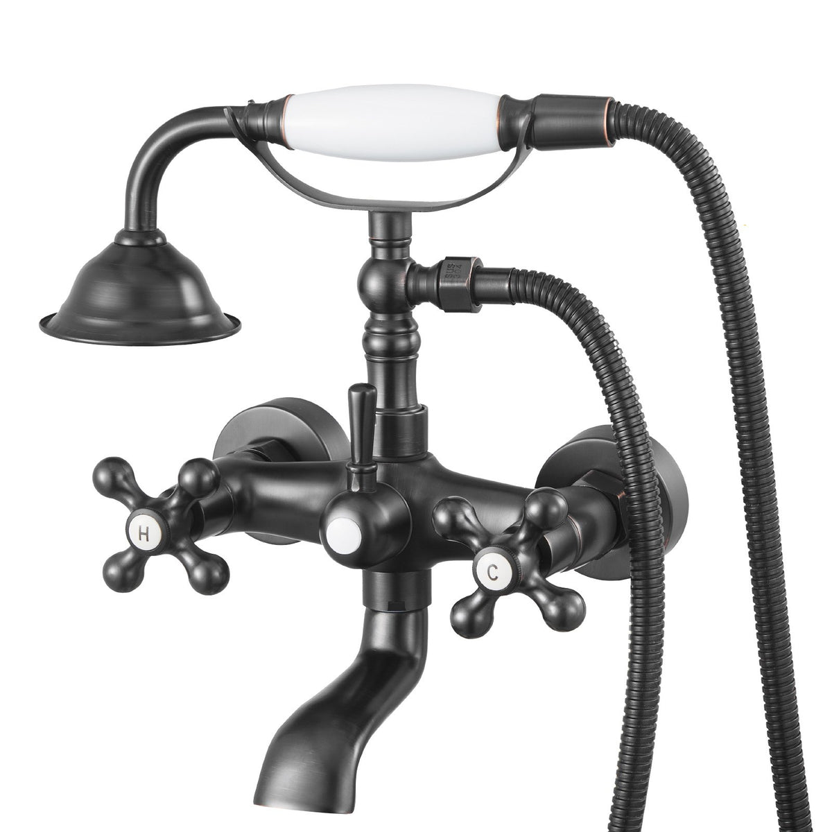 VEVOR Clawfoot Tub Faucet, Wall Mount Bathtub Faucets with Handheld Shower, Vintage Oil-Rubbed Bronze Clawfoot Tub Filler Faucet Shower Kit with Adjustable Swing Arms & 360° Rotation Spout for Bathtubs - BGSZZYGLTLTHLAC1L001V0 - view 1