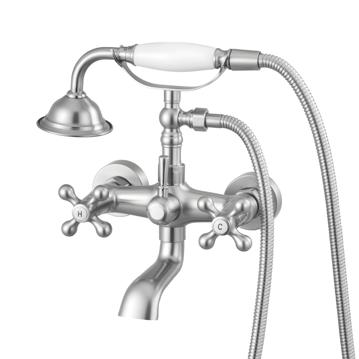 VEVOR Clawfoot Tub Faucet, Wall Mount Bathtub Faucets with Handheld Shower, Vintage Brushed Nickel Clawfoot Tub Filler Faucet Shower Kit with Adjustable Swing Arms & 360° Rotation Spout for Bathtubs - BGSZZYGLTLTHVNHFW001V0 - view 1