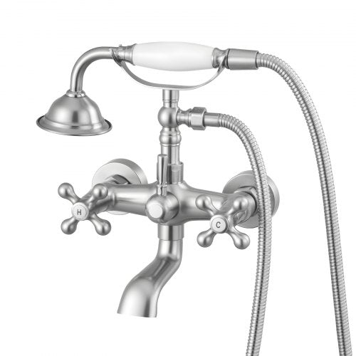 VEVOR Clawfoot Tub Faucet, Wall Mount Bathtub Faucets with Handheld Shower, Vintage Brushed Nickel Clawfoot Tub Filler Faucet Shower Kit with Adjustable Swing Arms & 360° Rotation Spout for Bathtubs - BGSZZYGLTLTHVNHFW001V0 - view 2