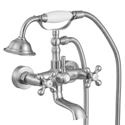 VEVOR Clawfoot Tub Faucet, Wall Mount Bathtub Faucets with Handheld Shower, Vintage Brushed Nickel Clawfoot Tub Filler Faucet Shower Kit with Adjustable Swing Arms & 360° Rotation Spout for Bathtubs - BGSZZYGLTLTHVNHFW001V0 - view 10
