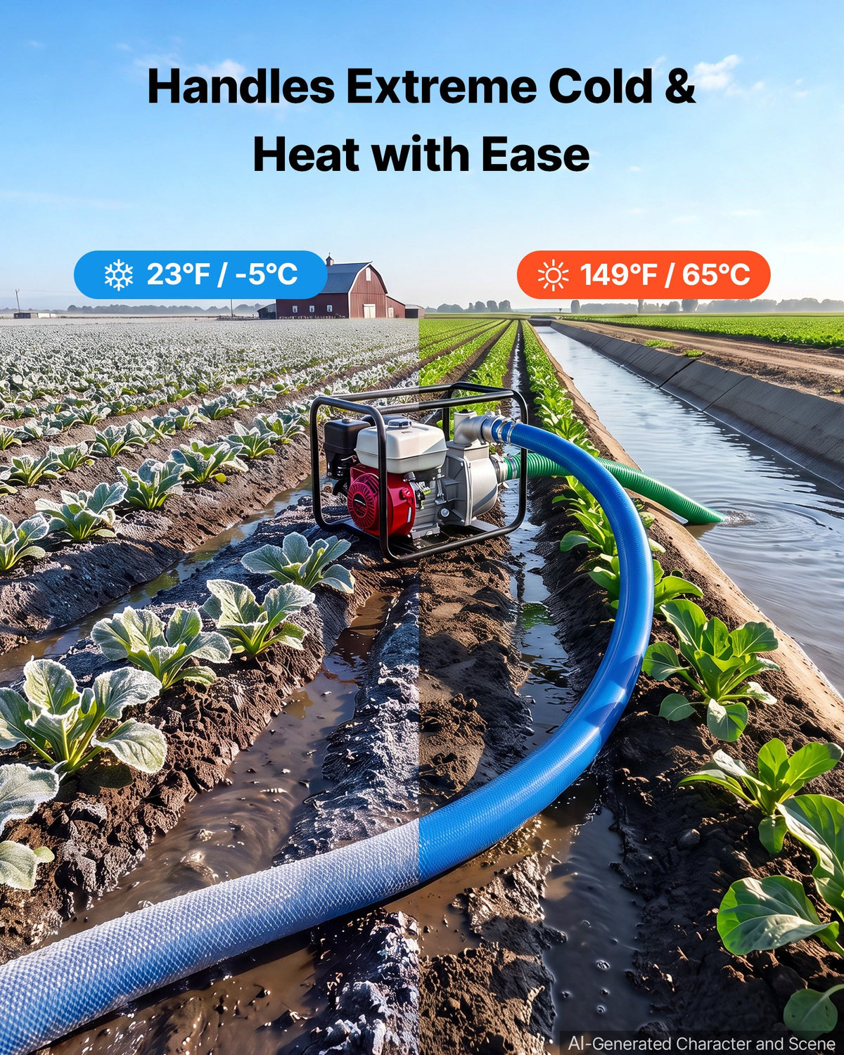 VEVOR 3" Suction Hose Kit 65' Blue PVC Backwash 20' Green Suction Hose, for Swimming Pools Water Pumps, Ready-to-Use Setup, with Round-Hole Strainer, Cam & Groove Adapter, Stainless Steel Clamp - BGTJ30INCH65OLG70001V0 - view 6