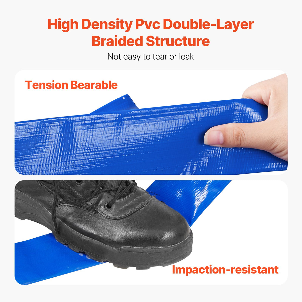VEVOR Backwash Hose, 1.5 in x 100 ft, Blue High Quality PVC Hose, with Clamps, Camlock, Aluminum Fittings, Fit Various Pumps, for Sewage Treatment, Water Transportation and More Agricultural Purposes - BGTJPSRG15IN4QY55V0 - view 4