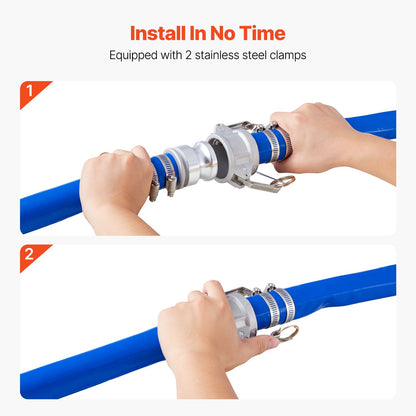 VEVOR Backwash Hose, 1.5 in x 100 ft, Blue High Quality PVC Hose, with Clamps, Camlock, Aluminum Fittings, Fit Various Pumps, for Sewage Treatment, Water Transportation and More Agricultural Purposes - BGTJPSRG15IN4QY55V0 - view 5