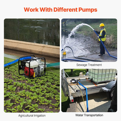 VEVOR Backwash Hose, 2 in x 100 ft, Blue High Quality PVC Hose, with Clamps, Camlock, Aluminum Fittings, Fit Various Pumps, for Sewage Treatment, Water Transportation and More Agricultural Purposes - BGTJPSRG20INLZLXQV0 - view 7