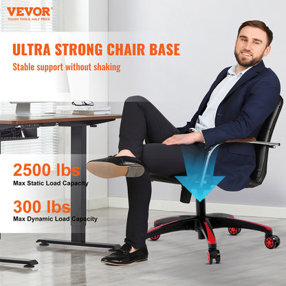 VEVOR Office Chair Base Replacement, 28", 2500 lbs Static Load, Heavy Duty Universal Computer Desk Chair Stool Base Part with 5 Casters and Reinforced Legs, Desk Chair Base Replacement, Black + Red - BGYDZPJ28SLD875TDV0 - view 3