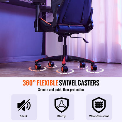 VEVOR Office Chair Base Replacement, 28", 2500 lbs Static Load, Heavy Duty Universal Computer Desk Chair Stool Base Part with 5 Casters and Reinforced Legs, Desk Chair Base Replacement, Black + Red - BGYDZPJ28SLD875TDV0 - view 5