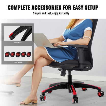VEVOR Office Chair Base Replacement, 28", 2500 lbs Static Load, Heavy Duty Universal Computer Desk Chair Stool Base Part with 5 Casters and Reinforced Legs, Desk Chair Base Replacement, Black + Red - BGYDZPJ28SLD875TDV0 - view 7