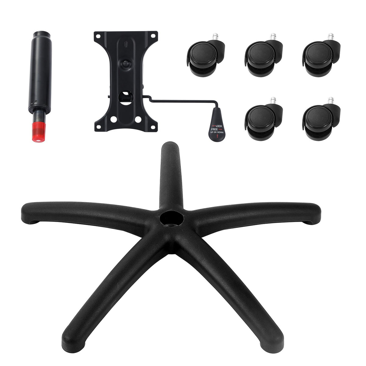 VEVOR Office Chair Base Replacement, 28", 2500 lbs Static Load, Heavy Duty Universal Computer Desk Chair Stool Base Part with 5 Casters, Gas Cylinder & Seat Plate, Desk Chair Base Replacement, Black - BGYDZPJ28SLDTH47VV0 - view 10