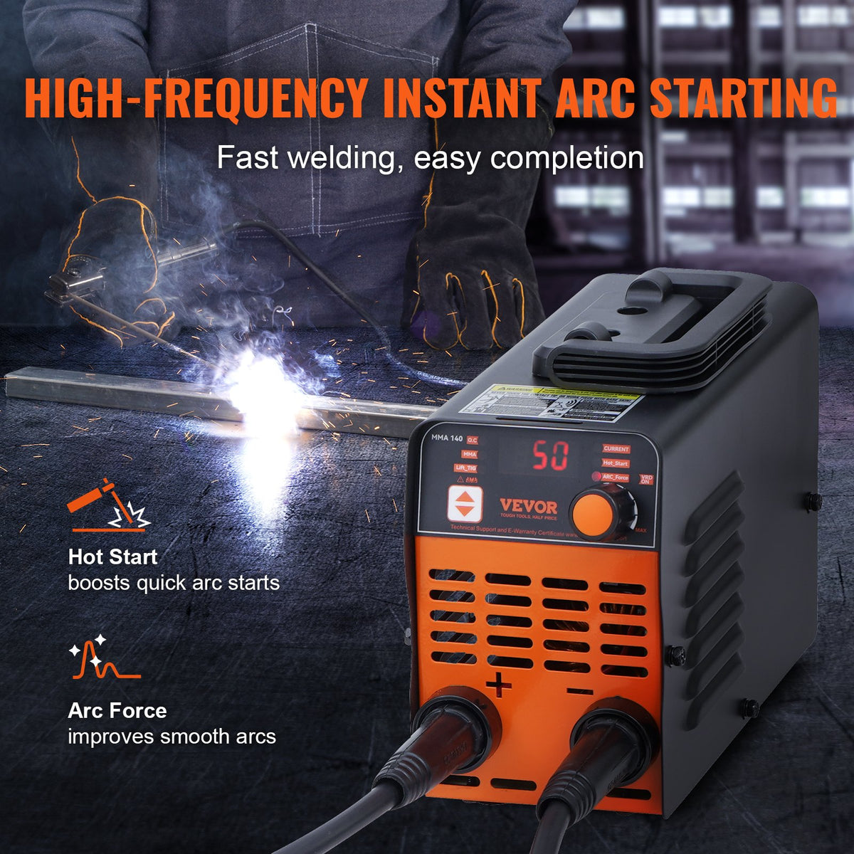 VEVOR Stick Welder, 140A ARC/Lift TIG 2-IN-1 Welding Machine with IGBT Inverter 110V Portable MMA Welder Machine with Hot Start, Arc force and Anti-Stick - BHJBHSH140A06Y358V1 - view 5