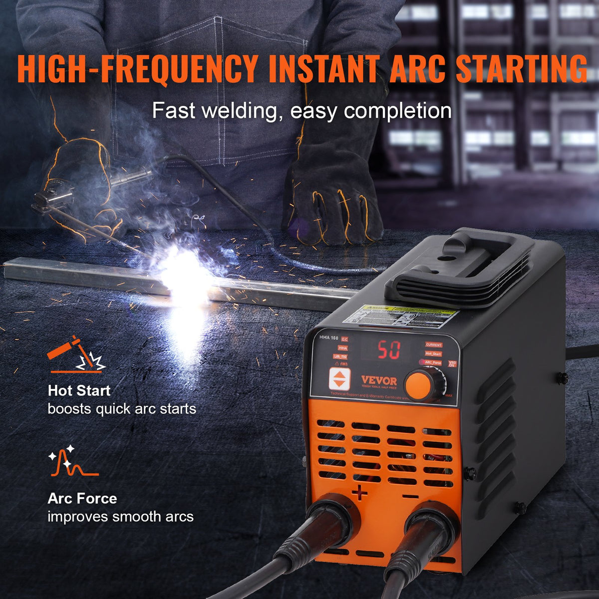 VEVOR Stick Welder, 160A ARC/Lift TIG 2-IN-1 Welding Machine with IGBT Inverter 110V/220V Portable MMA Welder Machine with Hot Start, Arc force and Anti-Stick - BHJBHSH160A03GXNSV5 - view 5