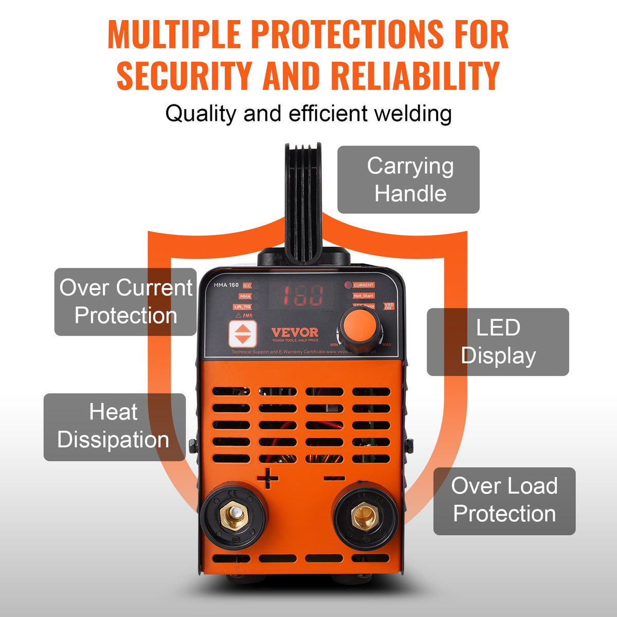 VEVOR Stick Welder, 160A ARC/Lift TIG 2-IN-1 Welding Machine with IGBT Inverter 110V/220V Portable MMA Welder Machine with Hot Start, Arc force and Anti-Stick - BHJBHSH160A03GXNSV5 - view 7