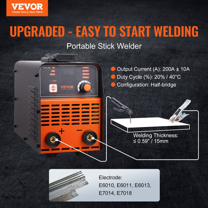 VEVOR Stick Welder, 200A ARC/Lift TIG 2-IN-1 Welding Machine with IGBT Inverter 110V/220V Portable MMA Welder Machine with Hot Start, Arc force and Anti-Stick - BHJBHSH200A0LS41BV5 - view 3