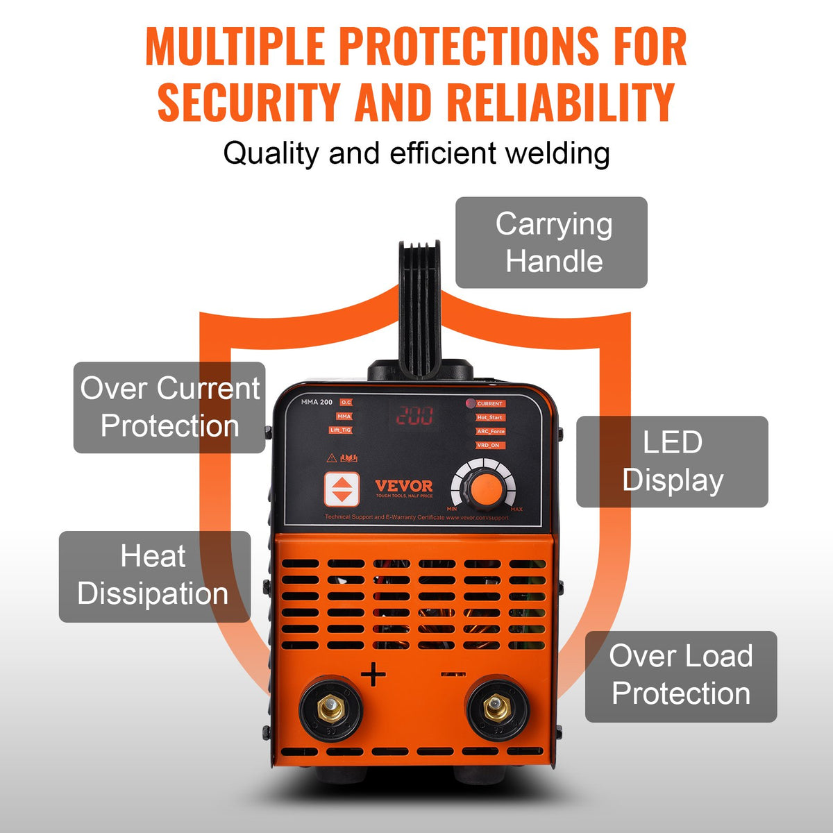 VEVOR Stick Welder, 200A ARC/Lift TIG 2-IN-1 Welding Machine with IGBT Inverter 110V/220V Portable MMA Welder Machine with Hot Start, Arc force and Anti-Stick - BHJBHSH200A0LS41BV5 - view 7