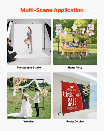 VEVOR Backdrop Stand with Wheels, 7 x 10 ft Adjustable Photo Backdrop Stand Kit, Moveable Background Backdrop Stand, Heavy Duty Projector Screen Stand, for Wedding, Photo Studio & Party - BJJ2KKYDS710H7CIRV0 - view 6