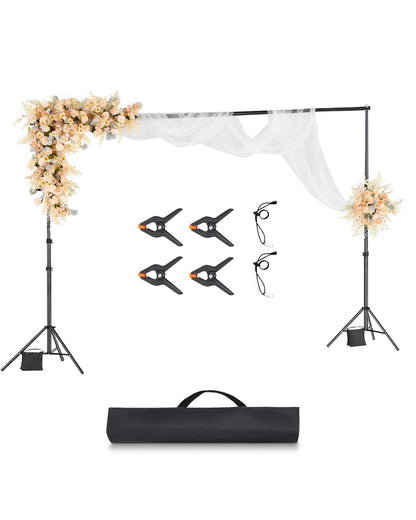 VEVOR Backdrop Stand, 10 x 10 ft Adjustable Photo Backdrop Stand Kit, Portable Background Backdrop Stand with 4 Crossbars, Heavy Duty Projector Screen Stand, for Wedding, Photo Video Studio & Party - BJJ2KLJ1010FDZ6BMV0 - view 1