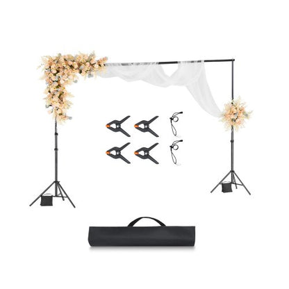 VEVOR Backdrop Stand, 10 x 10 ft Adjustable Photo Backdrop Stand Kit, Portable Background Backdrop Stand with 4 Crossbars, Heavy Duty Projector Screen Stand, for Wedding, Photo Video Studio & Party - BJJ2KLJ1010FDZ6BMV0 - view 2