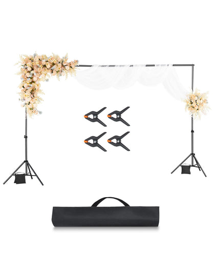 VEVOR Backdrop Stand, 6.5 x 10 ft Adjustable Photo Backdrop Stand Kit, Portable Background Backdrop Stand with 5 Crossbars, Heavy Duty Projector Screen Stand, for Wedding, Photo Video Studio & Party - BJJ2KLJ6510FVP8ADV0 - view 1