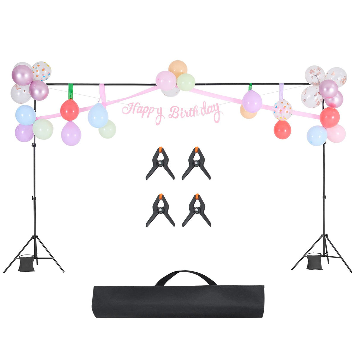 VEVOR Backdrop Stand, 6.5 x 10 ft Adjustable Photo Backdrop Stand Kit, Portable Background Backdrop Stand with 5 Crossbars, Heavy Duty Projector Screen Stand, for Wedding, Photo Video Studio & Party - BJJ2KLJ6510FVP8ADV0 - view 10