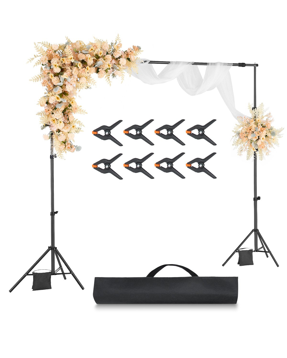VEVOR Backdrop Stand, 7 x 10 ft Adjustable Photo Backdrop Stand Kit, Portable Background Backdrop Stand with 3 Crossbars, Heavy Duty Projector Screen Stand, for Wedding, Photo Video Studio & Party - BJJ2KLJ710FT8206YV0 - view 1